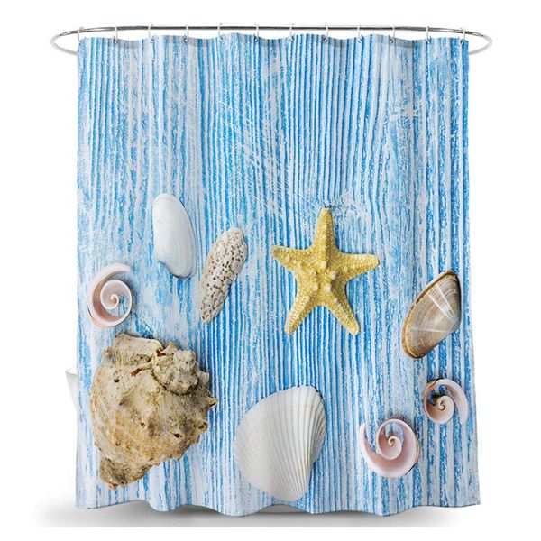 

shower curtain, ocean theme shower curtain,polyester fabric machine washable waterproof shower curtains 72 x 72 inch(blue shell)
