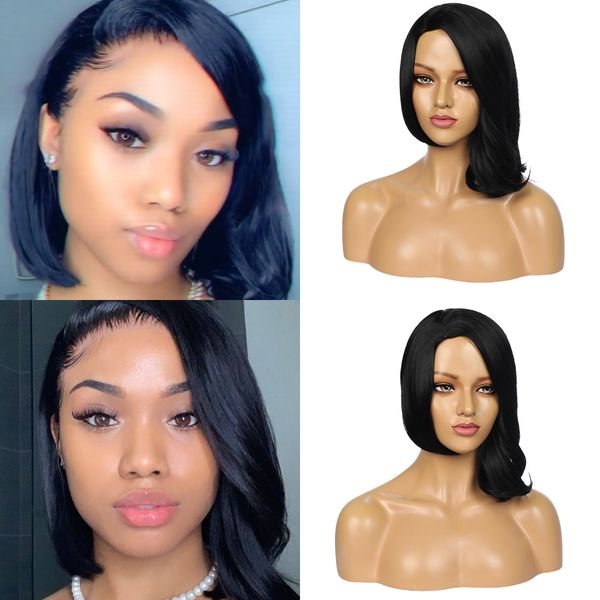 

straight headband wigs for women black synthetic silky hair 18 inch daily party use