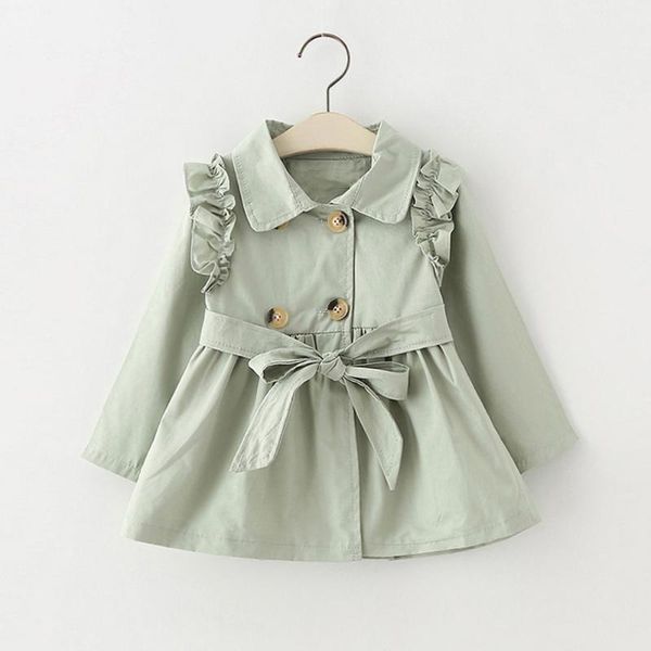 

spring girls clothe double breasted trench outwear fashion jacket children clothing kids female outfit coat, Blue;gray