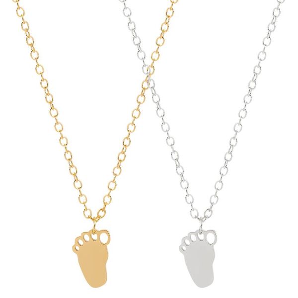 

stainless steel baby foot pendant necklace feet chain women kids charm accessory lovely choker jewelry mothers day gift necklaces, Silver