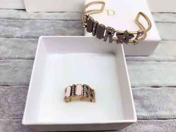 

letter dio/christian d jiadijia 2021 inlaid diamond for women jad star ring, Red;brown