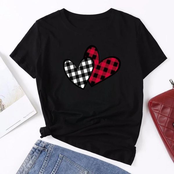 

cute valentines men plaid striped hearts love print graphic tees day for girlfriend, White;black