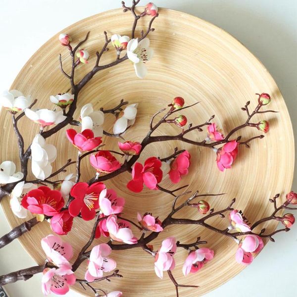 

plum blossom artificial flowers for decoration home diy bride wedding bouquet chinese cherry fake flower decorative & wreaths
