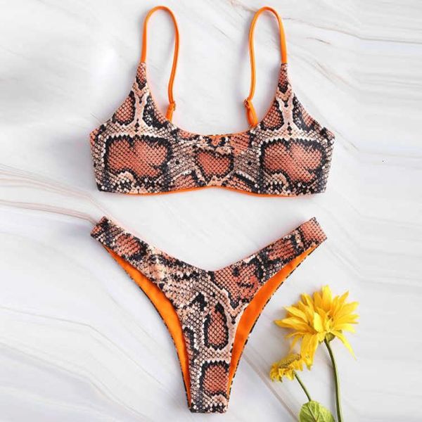 

swimwear 2021 women bikini set push up female swimsuit snakeskin print swim separate two piece brazilian bathing suit, White;black