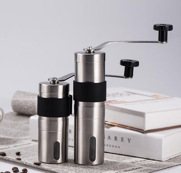 

manual coffee grinders hand portable silver grinder mini stainless steel handmade bean burr mill kitchen tools