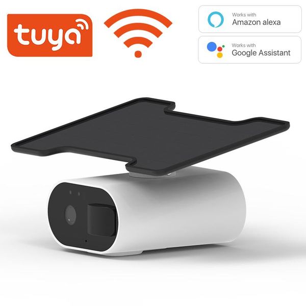 

cameras tuya wifi solar camera, support alexa and google, built-in battery two-way audio, outdoor waterproof, cloud storage