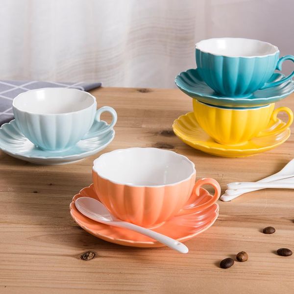 

pink cute creative porcelain cup and saucer ceramics simple tea sets modern design cafe mug mugs