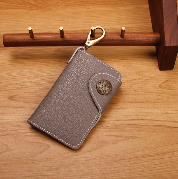 

genuine leather key wallet card holder moneybag casual coin purse gifts him her men women 6 hooks, Red;blue