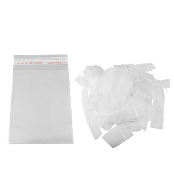 

storage bags 200pcs clear self adhesive 7 x 13cm peel and seal plastic & 100 pcs folding hand fan pouch drawstring organza