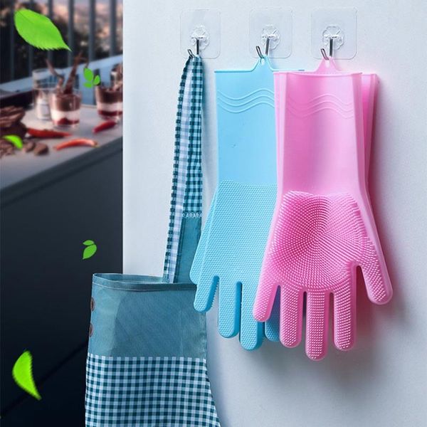 

disposable gloves a pair dishwashing kitchen silicone cleaning magic dish washing for household scrubber