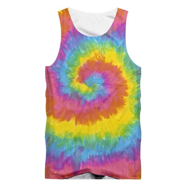 

men' tank ifpd eu size tie dye 3d print summer hip hop irregular pattern fitness sleeveless vest wholesale clothes, White;black