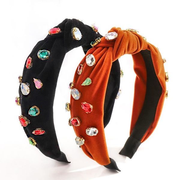 

velvet knot hairband colorful rhinestone headband hair accessories