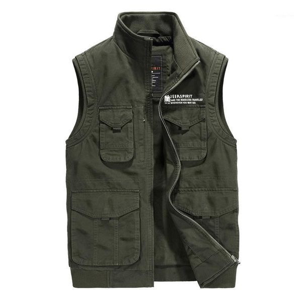 

leisure outdoor vest multi pocket cotton men's fishing shoulder jacket fashion vests, Black;white