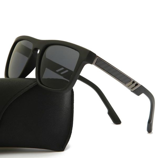 

brand design men polarized sunglasses vintage square driving sun glasses male coating sunglass uv400 shades fashion frames, Black