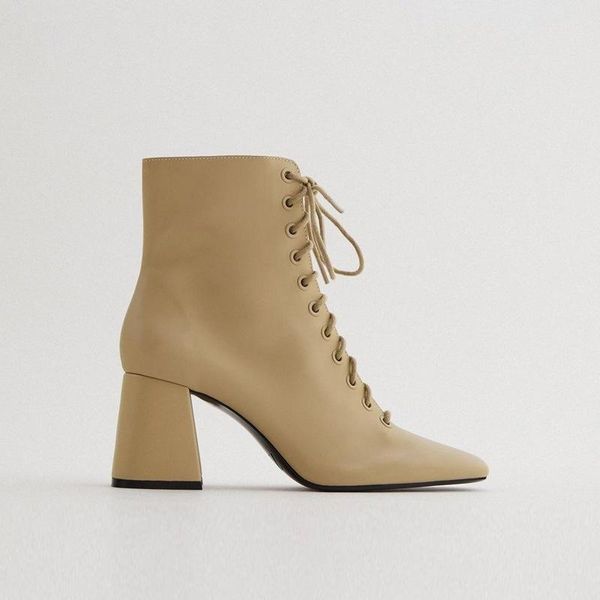 

boots zar dtm women's shoes camel brown british cow leather high heel thick short wind strap fashion, Black