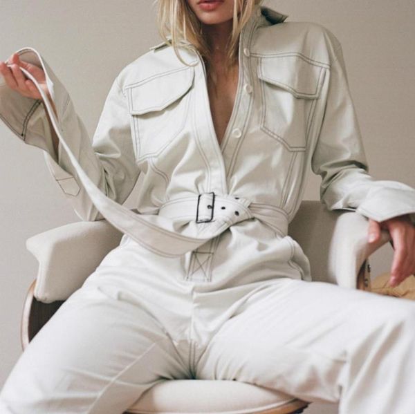 

women's jumpsuits & rompers fionto 2021 fashion pure color jeans overalls straight trousers women spring autumn locomotive casual ca228, Black;white