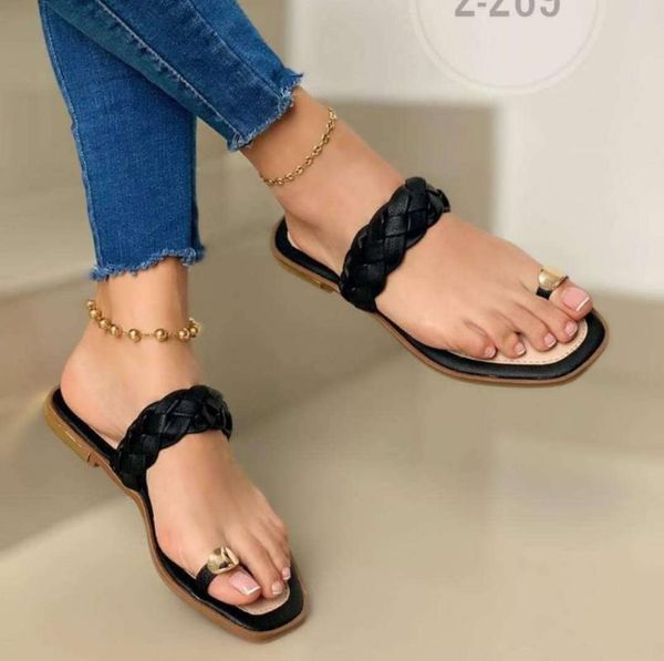 

flip flops fashion woman sandals summer women's slippers ladies clip toe casual flat shoes female thong slides comfort, Black