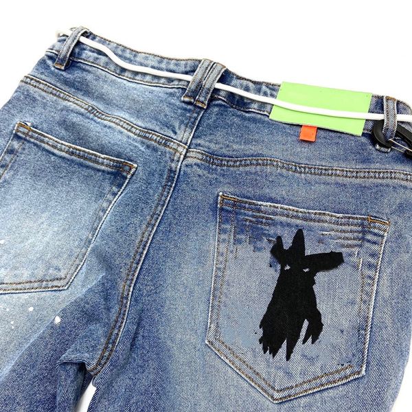 

denim pants character style mens jeans slim leg fashion pattern club clothing for male designer pencil hip hop skinny size 29-38, Blue