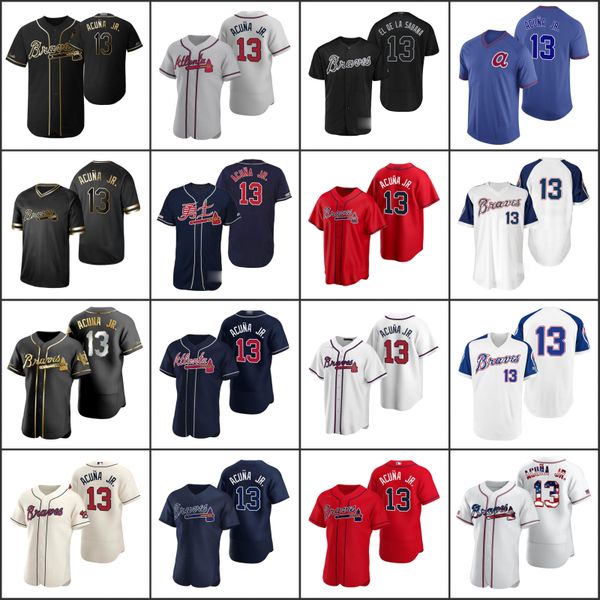 

atlanta braves men 13 acuna jr. black youth women jersey, Black;red