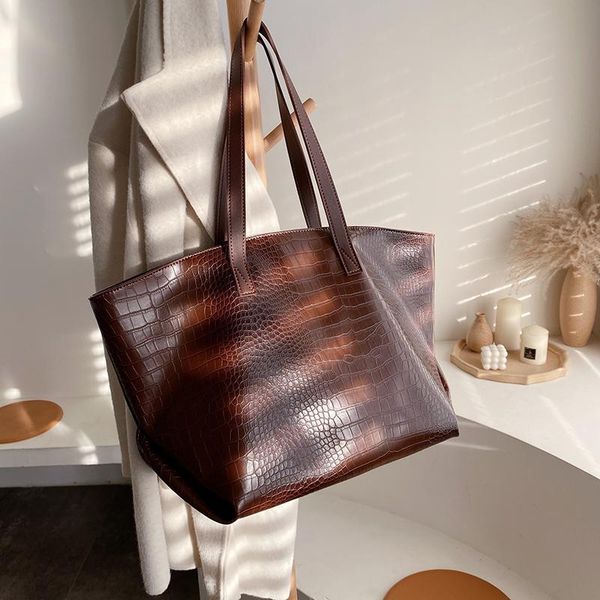 

casual alligator women shoulder bags designer handbags luxury soft crocodile leather messenger bag large capacity tote big purse cross body