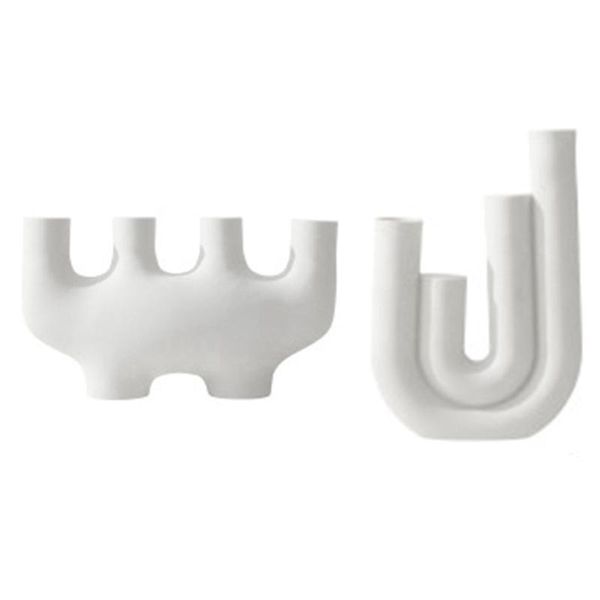 

2x candle holder ceramic candlestick minimalist creative tealight stand desktype a & b holders