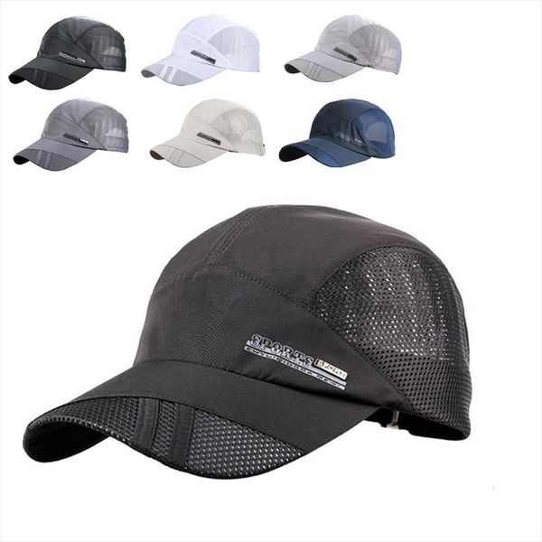 

summer breathable mesh baseball cap quick drying hats for men blue gray