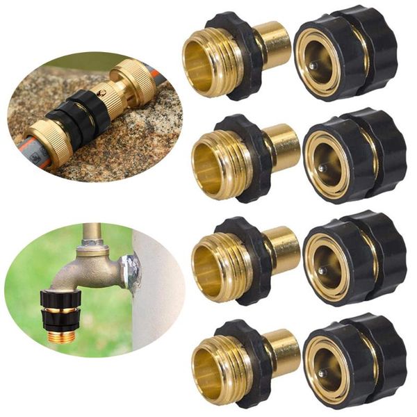 

watering equipments 4 sets 3/4 inch garden hose fitting quick connector male and female set thread brass adapter drip irrigation copper