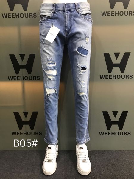 

men's and women's casual hip-hop jeans currently designer luxury pants b05-03, Blue