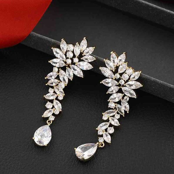 

copper inlaid zircon drop earrings, Black