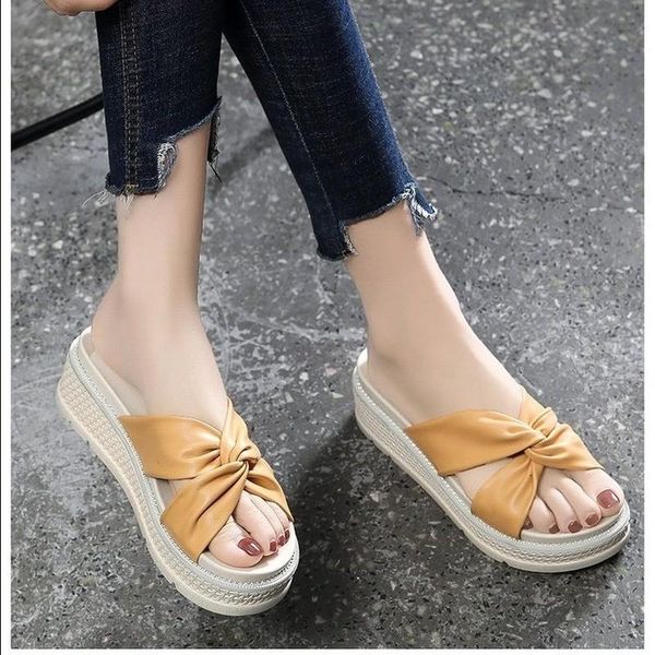 

sandals summer solid color women's slippers 2021 cross strap platform woman comfortable soft thick bottom beach flip flop, Black