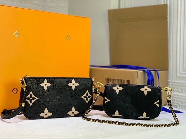 

designer ladies evening bag three-piece leather zipper mouth lettering flower design hand-held classic fashion messenger size 23-13-4.5cm