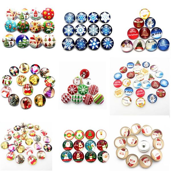 

charm bracelets 12pcs/lot christmas trees snowflake glass snap buttons charms fit ginger bracele & bangles jewelry, Golden;silver