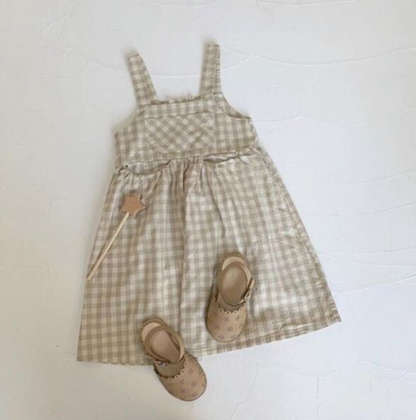 

summer sleeveless for plaid kids clothing girls party es cotton princess dress, Red;yellow