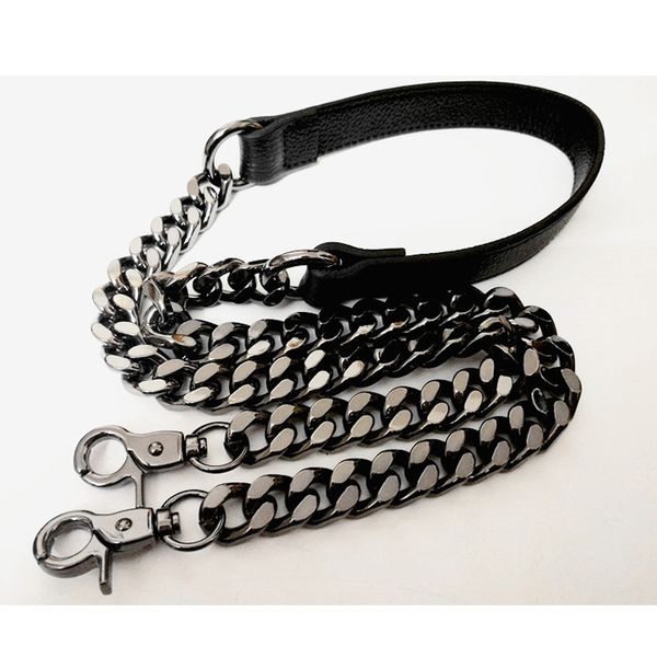 

diy long short bag strap genuine leather+chain 80-160cm bag accessories for brand bag gun black silver chain strap