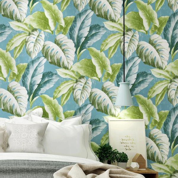 

wallpapers nordic banana leaf wallpaper bedroom living room mediterranean style thai tv background