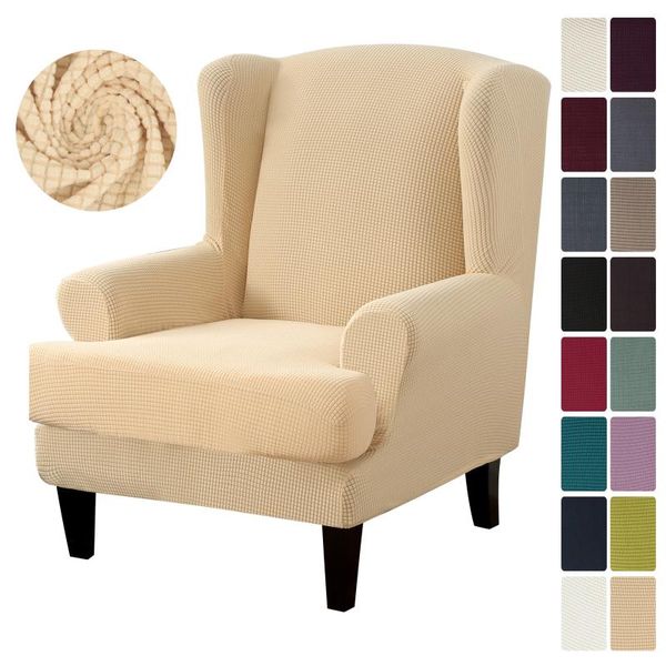 

jacquard stretch protector slip cover sloping arm king back chair elastic armchair wingback wing sofa covers