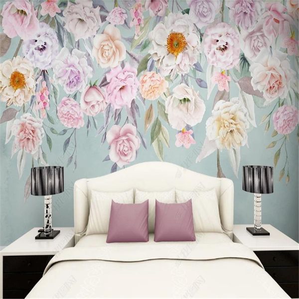 

wallpapers modern minimalist hand painted watercolor flowers mural wallpaper for living room tv sofa background wall paper home decor