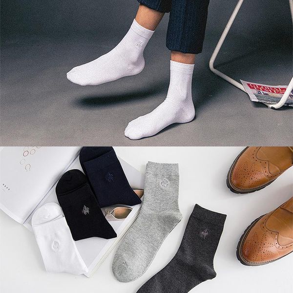 

men's socks pure cotton business double needle simple fashion tube, Black