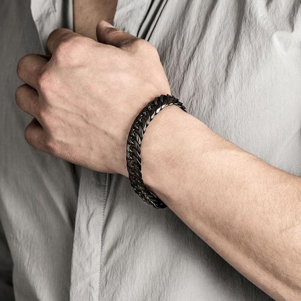 

link, chain stainless steel 8-14mm width black gold silver color men women bracelet hand jewellery wholesale drop