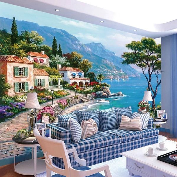 

custom 3d mural wallpaper oil painting landscape wall home decor living room sofa tv background wall waterproof