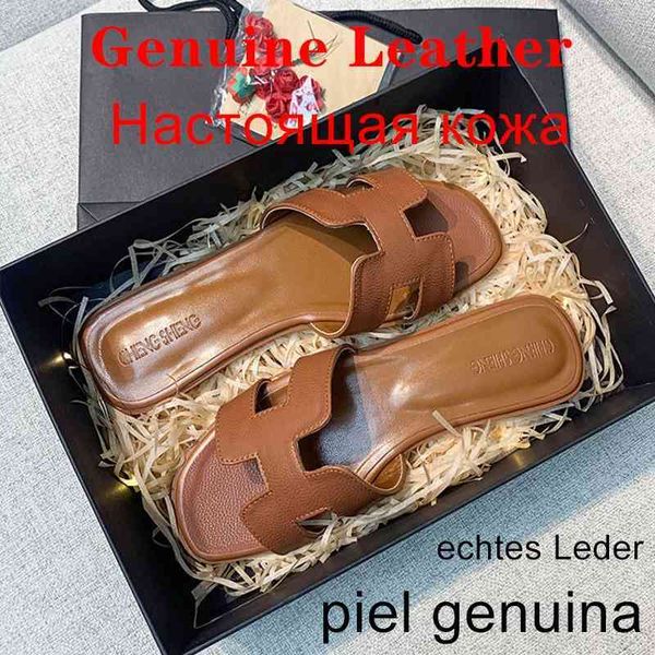 

official website 70% off outlet luxury brand genuine leather womens slippers flat solid beach flip flops sandals rhinestone comfortable air, Black