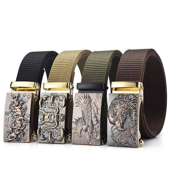

belts canvas metal automatic buckle men belt outdoor multifunctional tactical nylon jeans pants designer unisex, Black;brown