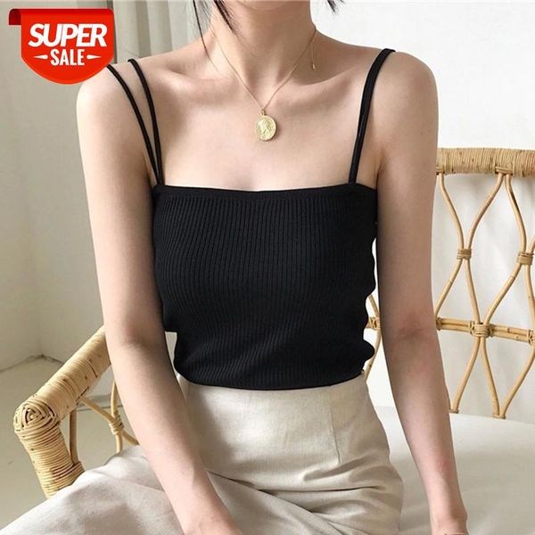 

aossviao 2021 slim crop women halter basic white cami sleeveless knitted tank women's summer camisole casual blusas #ny1k