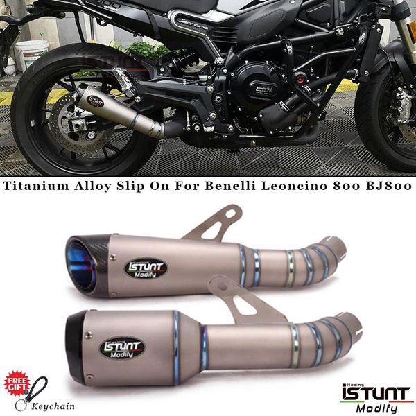 

motorcycle exhaust system slip on for benelli leoncino 800 bj800 escape modified middle link pipe titanium alloy muffler