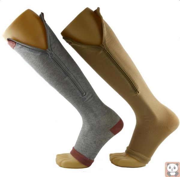 

zipper compression stockings sports socks leg slim sleeves & hosiery, Black;white