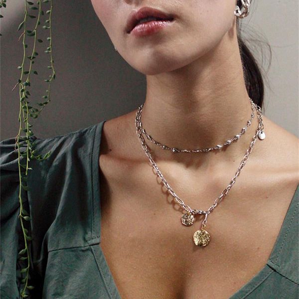 

chokers timeless wonder brass geo charms choker necklace for women jewelry kpop designer party goth egirl emo versatile rare punk 7524, Golden;silver