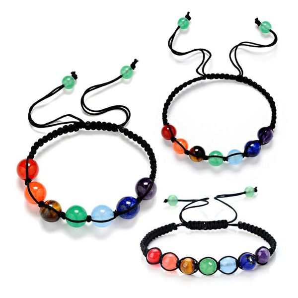

charm bracelets 6mm 8mm 10mm 7 chakra bracelet yoga healing balance supernatural lava reiki stones beads jewelry bijouterie ac, Golden;silver