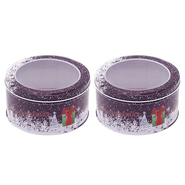 

gift wrap 2pcs christmas cookie boxes round candy with window display storage box