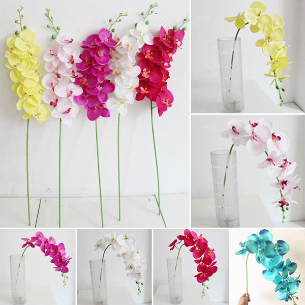 

decorative flowers & wreaths 1*artificial butterfly orchid silk flower wedding party fake home bouquet decor purple/red/yellow/pink/white/bl