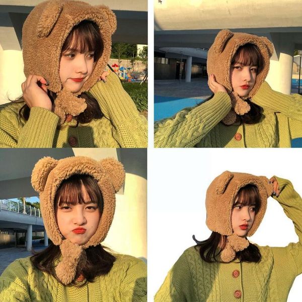 

beanies female winter lei feng hat outdoor cycling ear protection plush net red all-match warm beanie students windshie x1k2